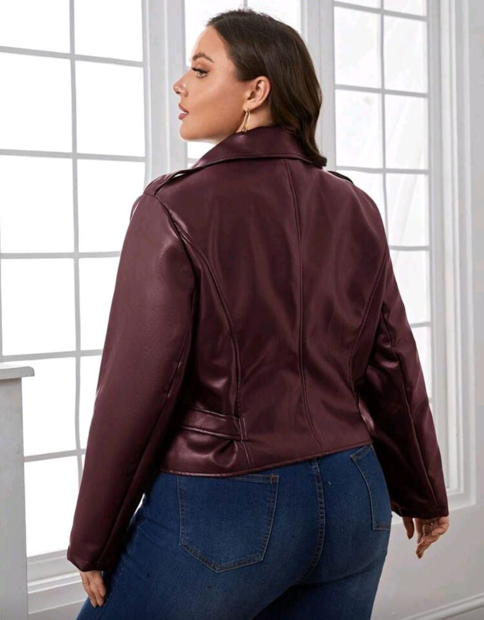 Other Women’s Burgundy Faux Leather Biker Jacket 🍷🔥 Size M / US 6-8 / IT 42-44 - 5 Thumbnail