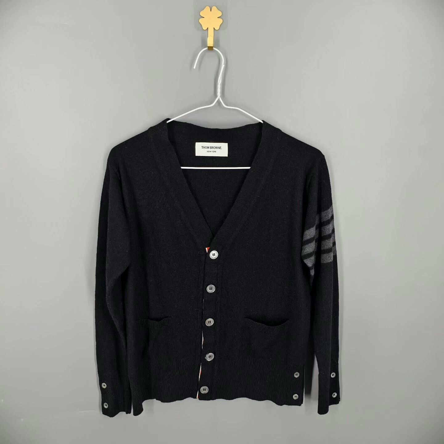 Thom Browne thom browne black gray wool cardigan Size US S / EU 44-46 / 1 - 1 Thumbnail