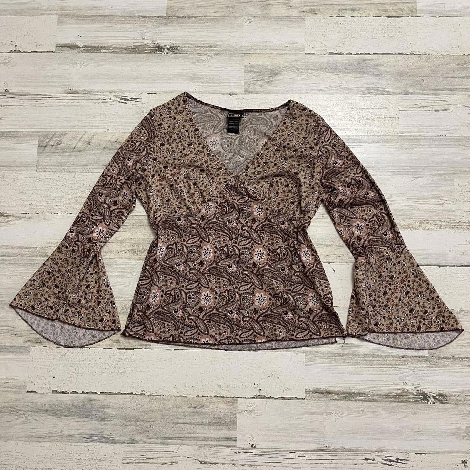 Route 66 Paisley brown indie boho y2k XL long sleeve Size US XL / EU 56 / 4 - 1 Thumbnail