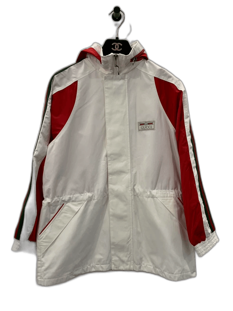 Gucci Gucci Red Green Stripe White Hooded Jacket Size XXS / US 00 / IT 34 - 1 Thumbnail