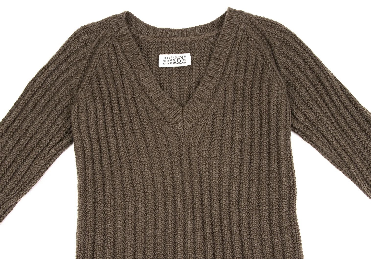 Maison Margiela Wool V-Neck Knit Sweater in Brown, Size S Size US S / EU 44-46 / 1 - 3 Thumbnail
