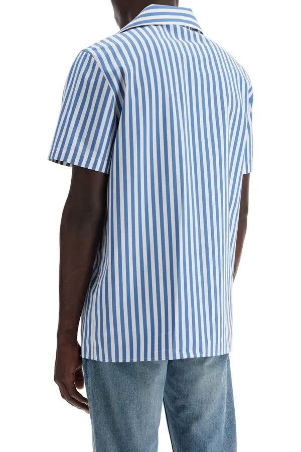 Balmain o1s1wg110925 Striped Cotton Camp Shirt in White/Blue Size US XL / EU 56 / 4 - 3 Thumbnail