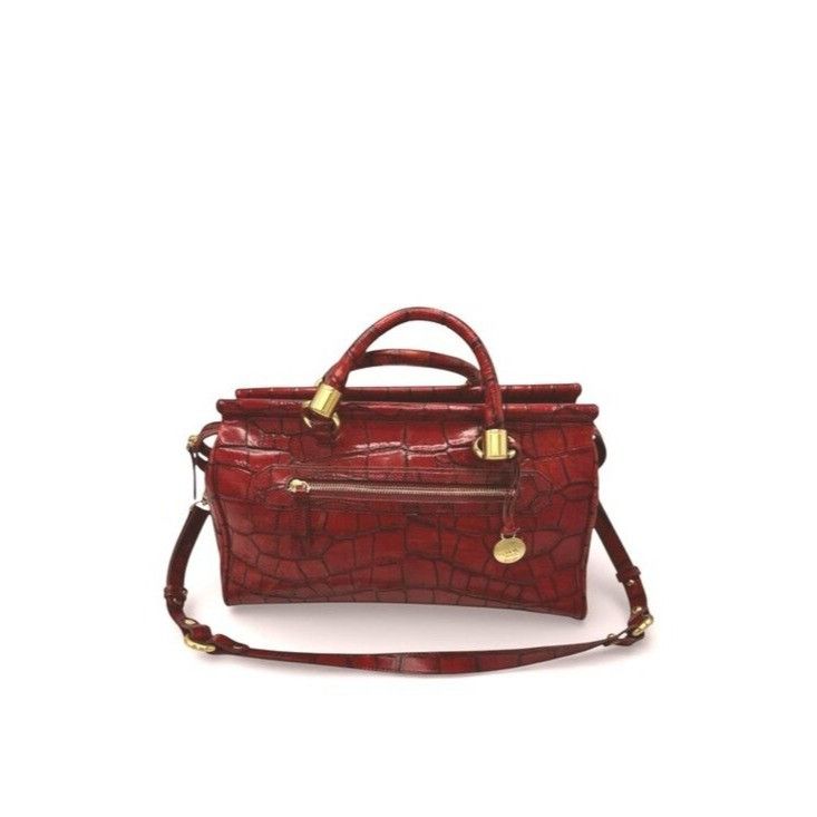 BRAHMIN Brahmin Elegant Crocodile-Embossed Red Leather Satchel Handb Size ONE SIZE - 1 Thumbnail