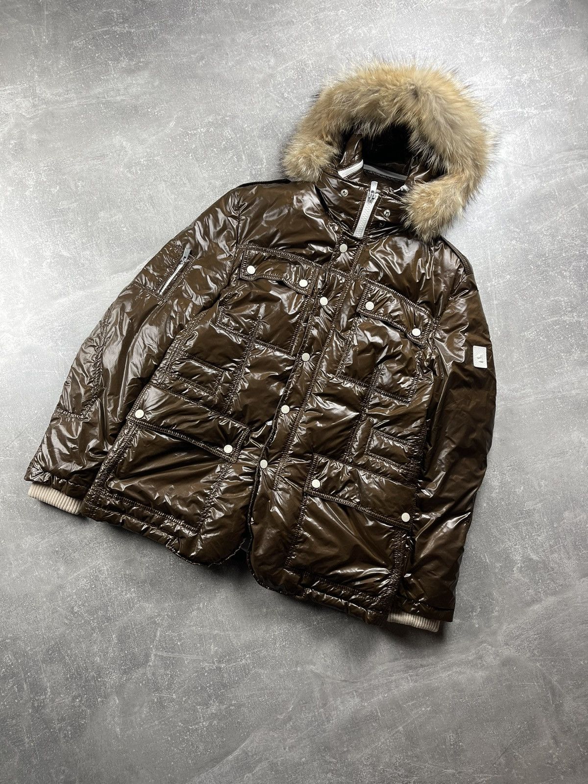 Montecore Montecore Dolomiti Down Puffer Jacket Brown Glossy Fur Hood Size US L / EU 52-54 / 3 - 1 Thumbnail