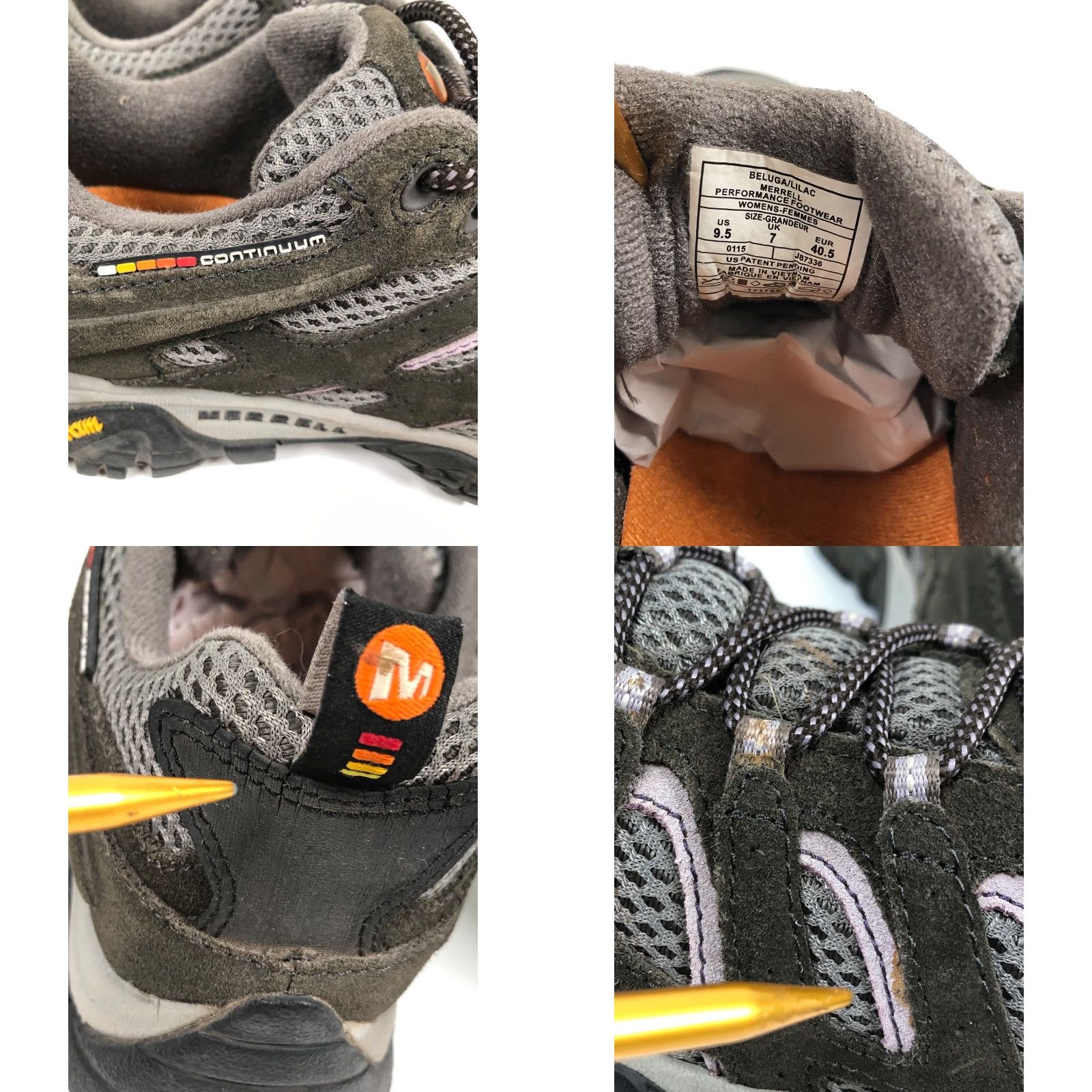 Merrell Merrell Womens Sneaker - All Out Continuum Leather Low Top 9.5 Gray Vibram Sole Hiking Shoes Size US 10 / IT 40 - 8 Thumbnail