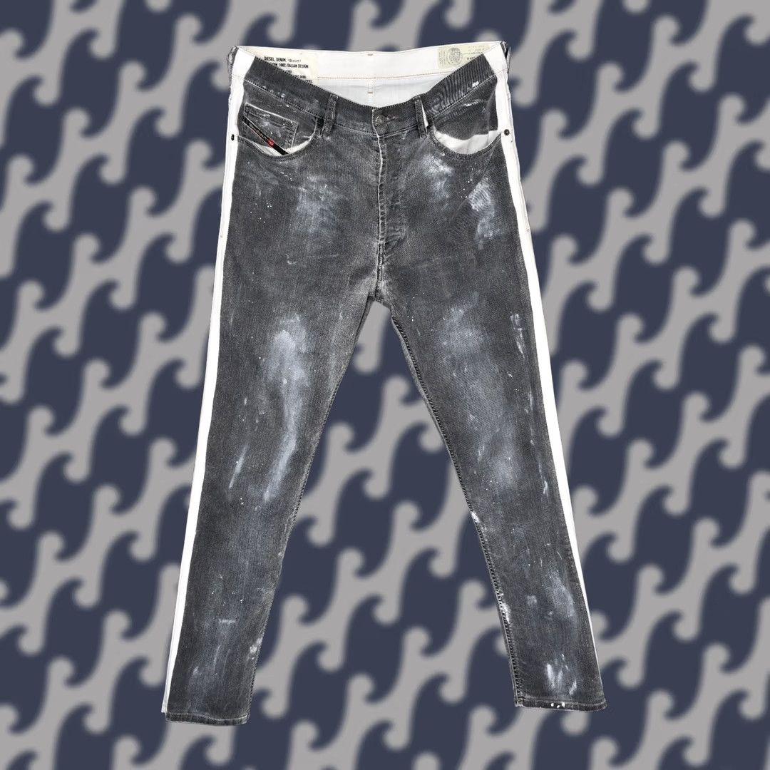 Diesel Diesel D-EETAR-SP 0094N TAPERED FIT Denim Jeans W33/L34 Men's Distressed Gray Cotton Polyester Size US 33 - 1 Thumbnail