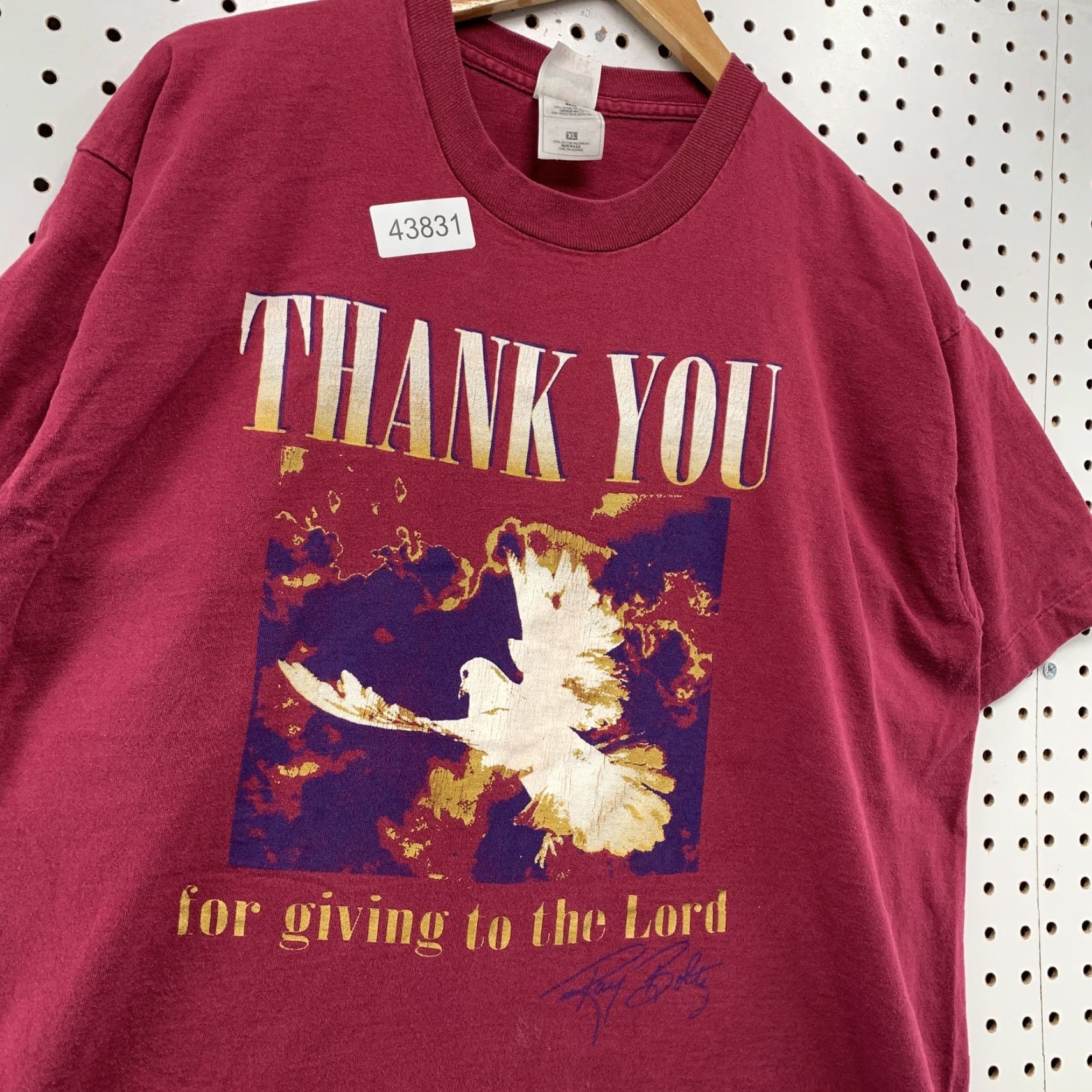 Fruit Of The Loom VINTAGE Fruit of the Loom 90s Ray Boltz Thank You Lord Shirt XL Red Crew Neck Short Sleeve Mens TEE Size US XL / EU 56 / 4 - 5 Thumbnail