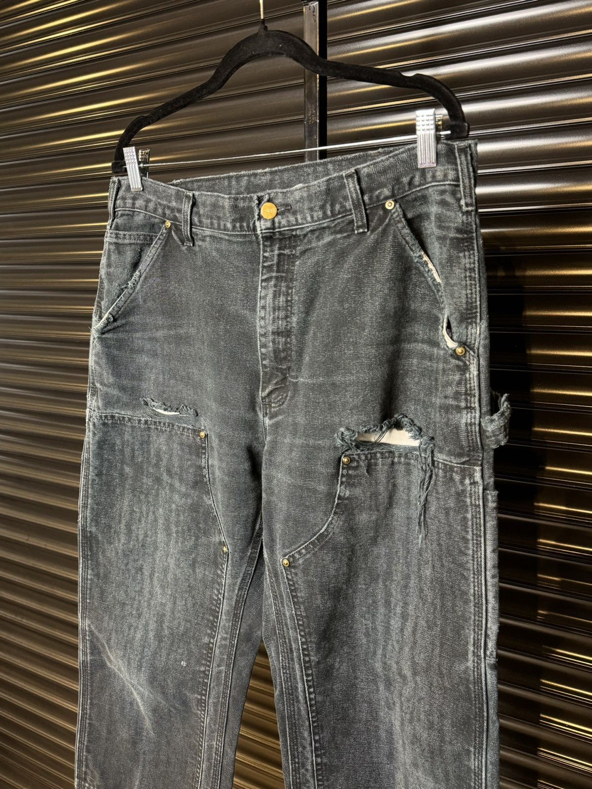 Carhartt × Vintage Vintage Carhartt Black Distressed Double Knees - 34x34 Size US 34 / EU 50 - 3 Thumbnail