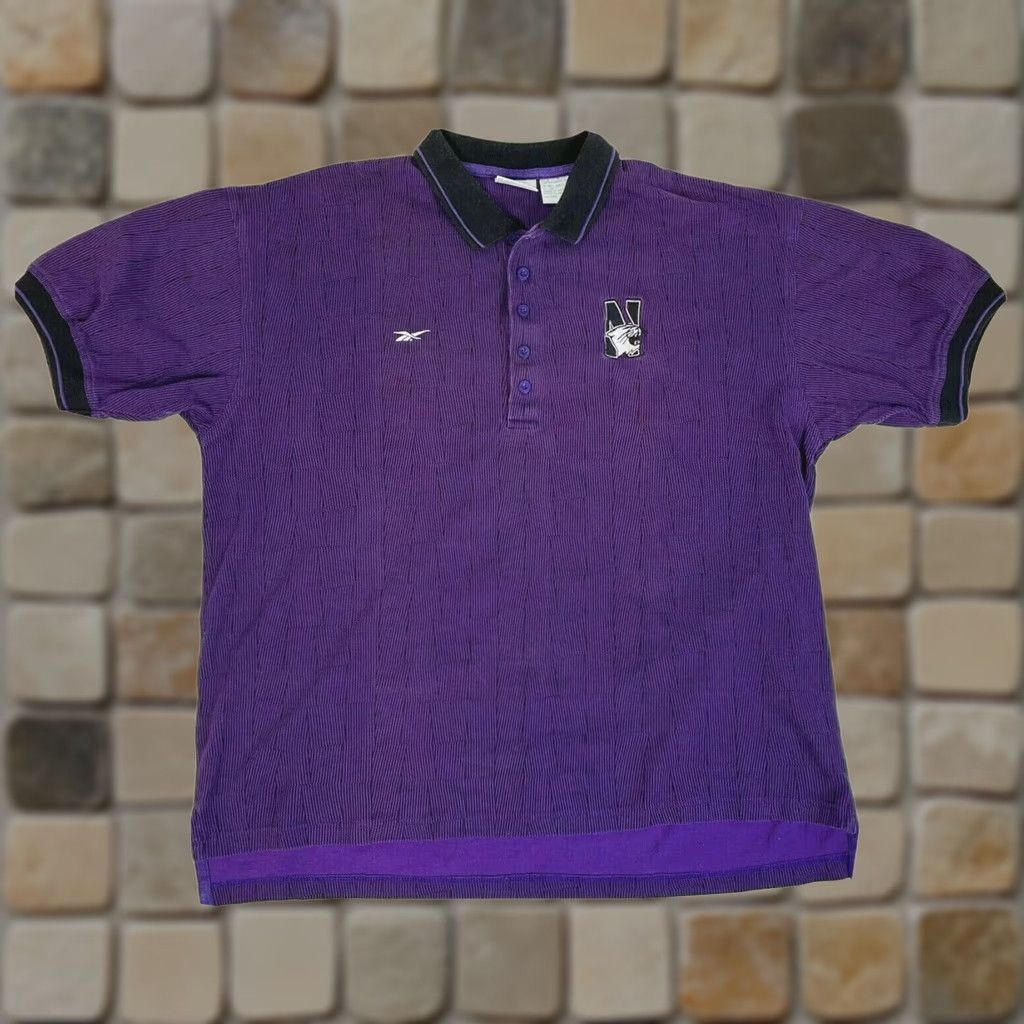Reebok VINTAGE Reebok Northwestern University Polo Shirt Mens 2XL Purple 100% Cotton Embroidered Logo Northwestern University 90s Polo Shirt Size US XXL / EU 58 / 5 - 1 Thumbnail