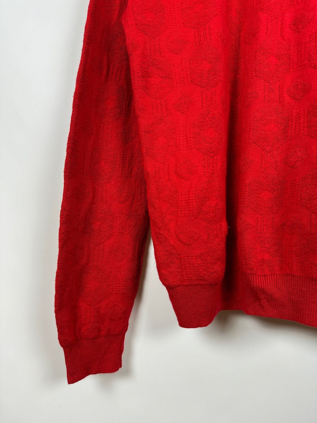 Fred Perry × Raf Simons RAF Simons X Fred Perry Red Silk Knit Sweater Size US XL / EU 56 / 4 - 13 Thumbnail