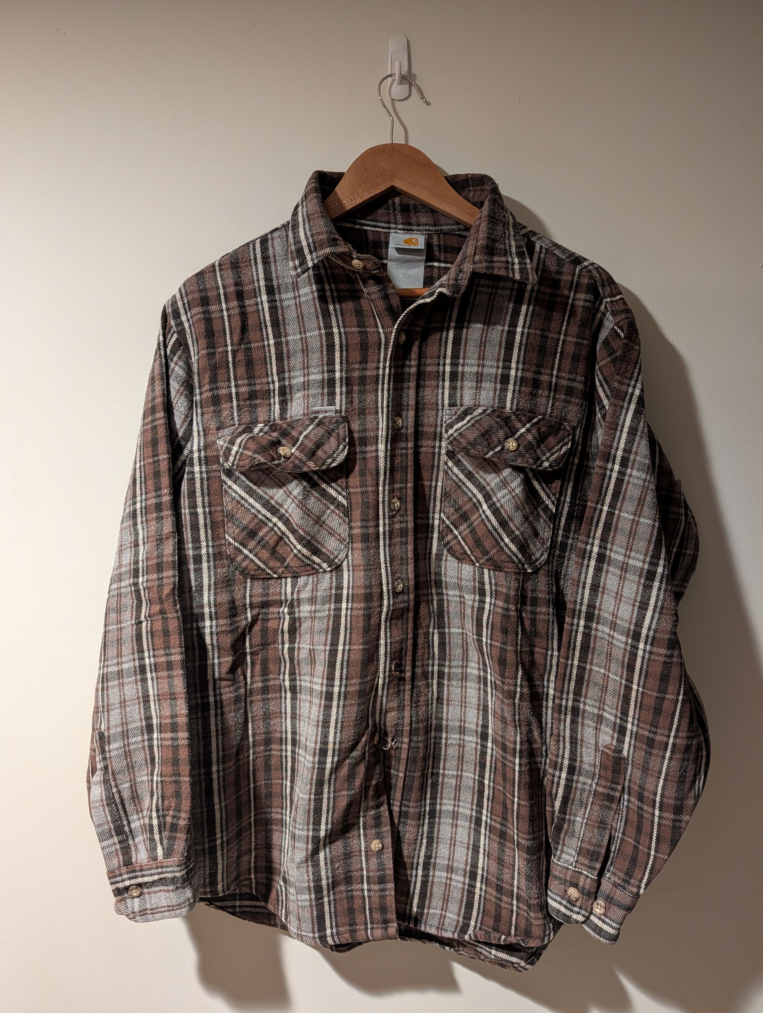 Carhartt Vintage 90s Carhartt Heavy Weighted Large Flannel Shirt Size US L / EU 52-54 / 3 - 1 Thumbnail