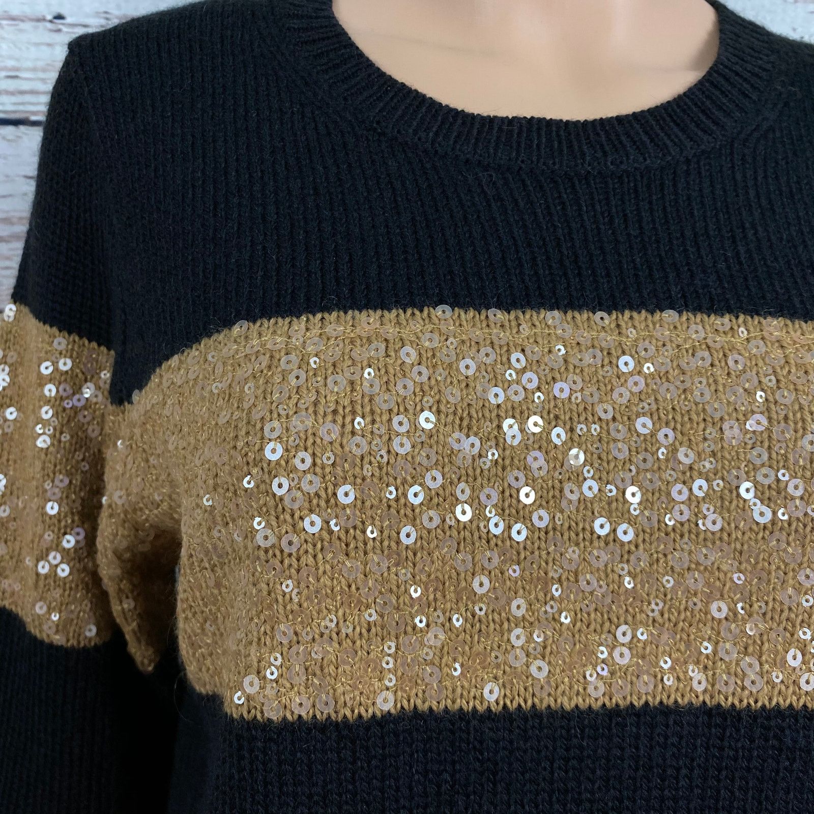 Isaac Mizrahi Isaac Mizrahi Elsie Wool Blend Sequin Stripe Sweater Medium Size M / US 6-8 / IT 42-44 - 5 Thumbnail