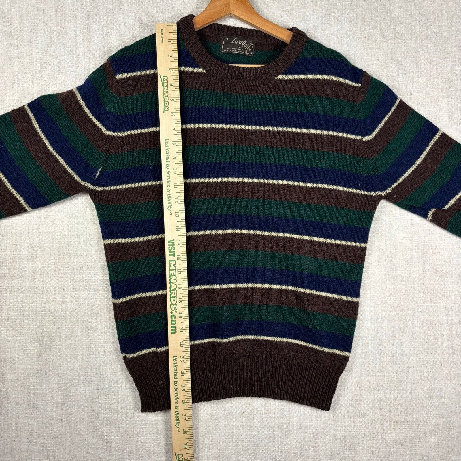 Other Vintage Lord Jeff Shetland Wool Striped Knit Medium Sweater Size US M / EU 48-50 / 2 - 13 Thumbnail