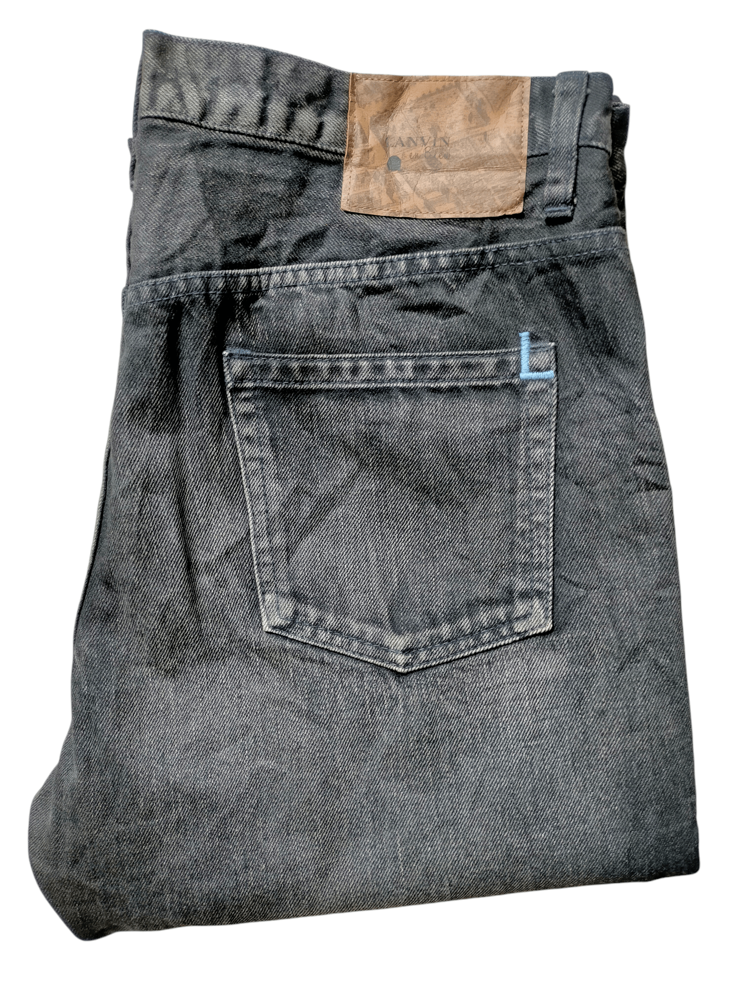 Lanvin Lanvin eu Bleu Black Embroidered Logo Denim Pants Size US 34 / EU 50 - 2 Thumbnail