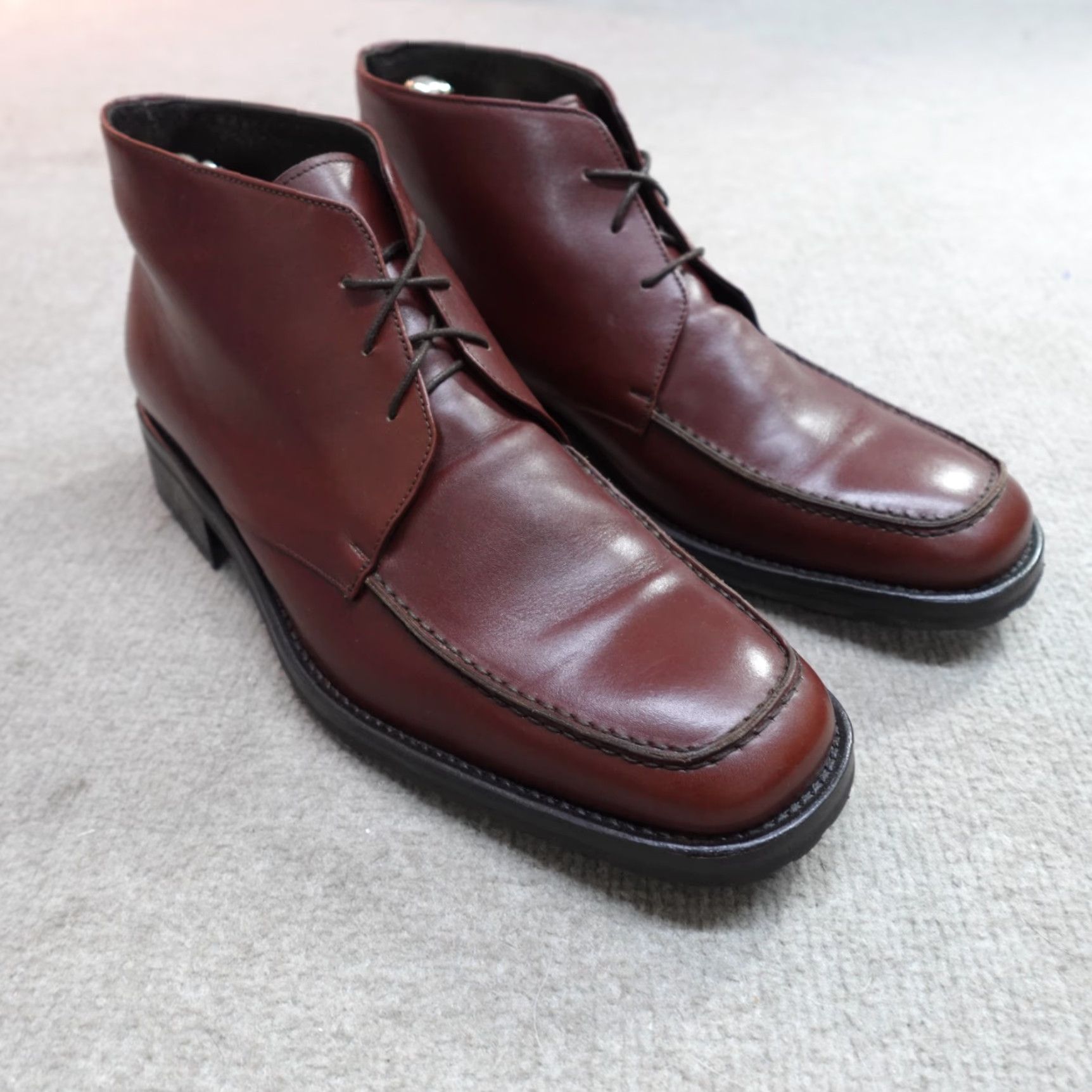 Vintage Barneys New York Boots Chelsea Chukka Leather Barneys New York Boots 13 Brown Red Apron Toe Ankle Square Toe Mens Barneys New York Boots Size US 13 / EU 46 - 4 Thumbnail