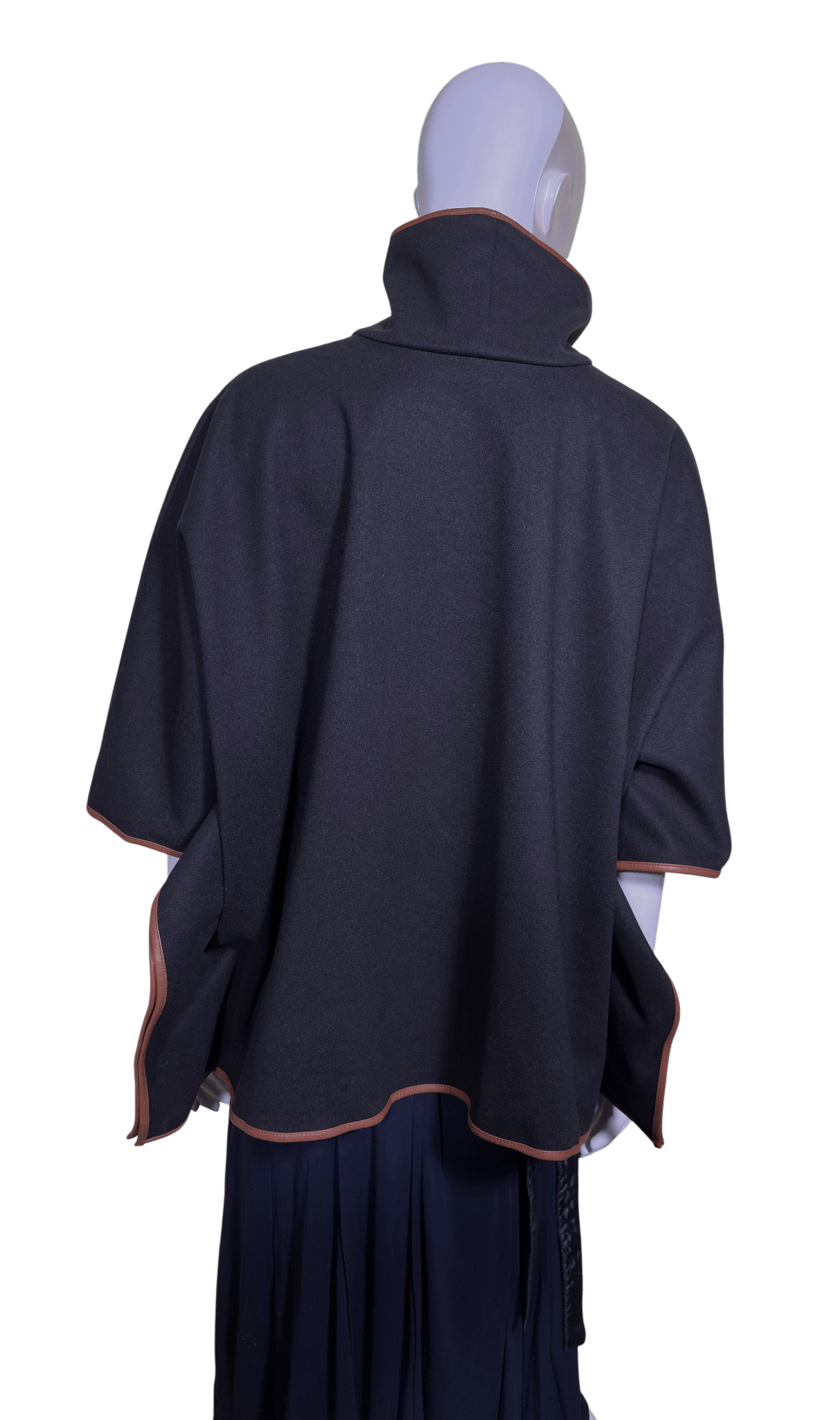 Other Tuckernuck Black Leather Trim Funnel Neck Piper Poncho Size ONE SIZE - 3 Thumbnail
