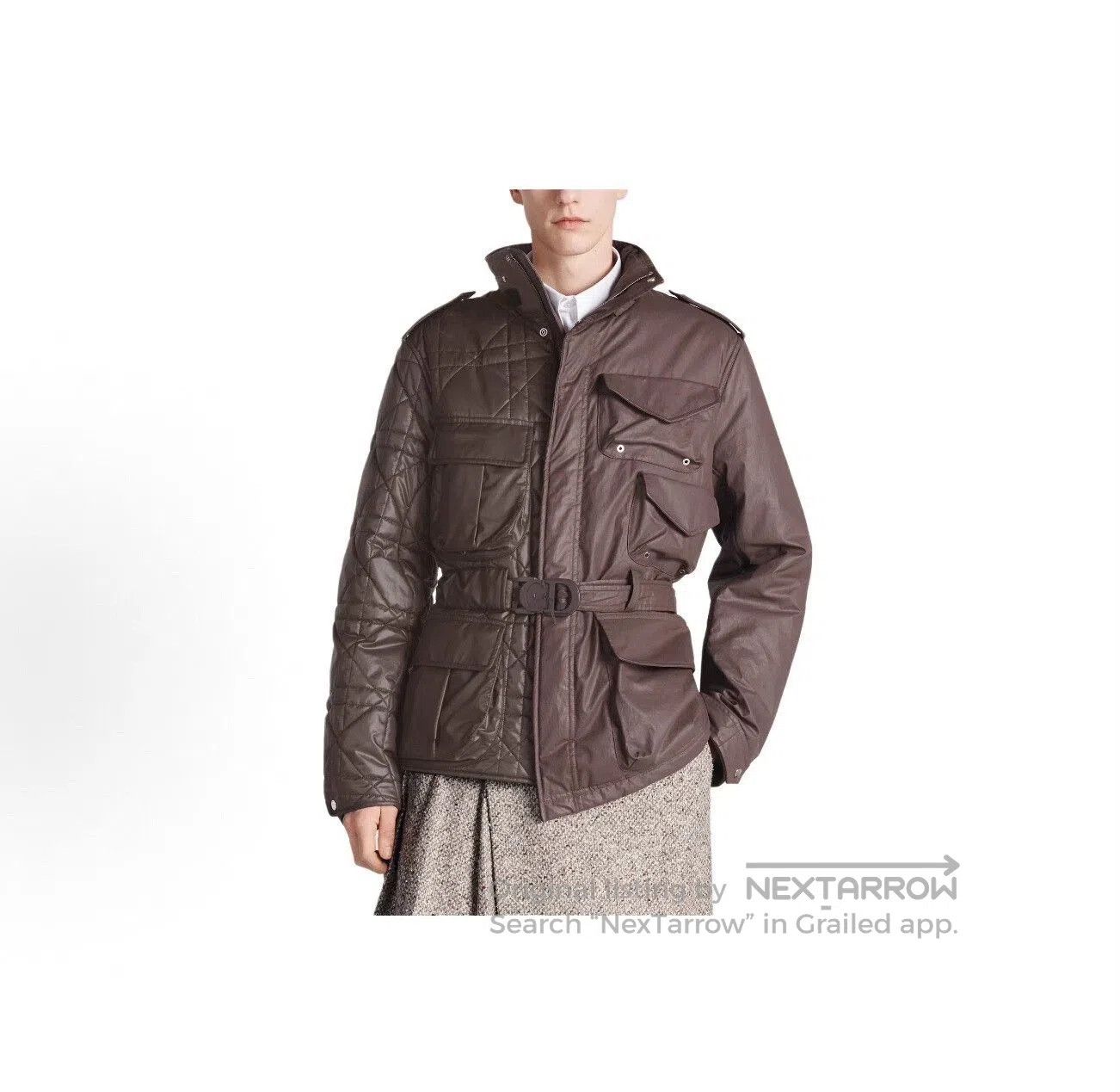 dior patchwork coat with belt.