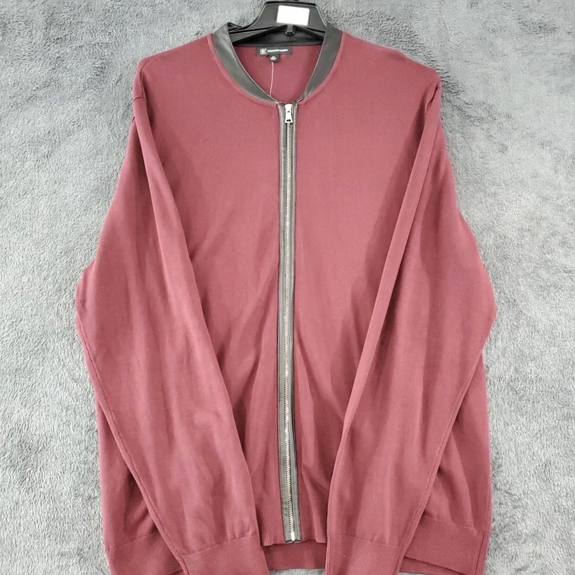 Vintage INC International Concepts Cardigan Men’s Full Zip Crew Neck 2XL Burgundy Red Solid Zipper Knit Casual Size US XXL / EU 58 / 5 - 6 Thumbnail
