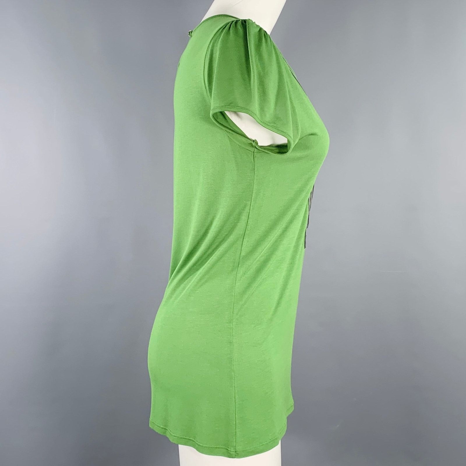 Ted Baker 2 Green Grey Viscose Aplique Short Sleeve Casual Top Size XS / US 0-2 / IT 36-38 - 3 Thumbnail