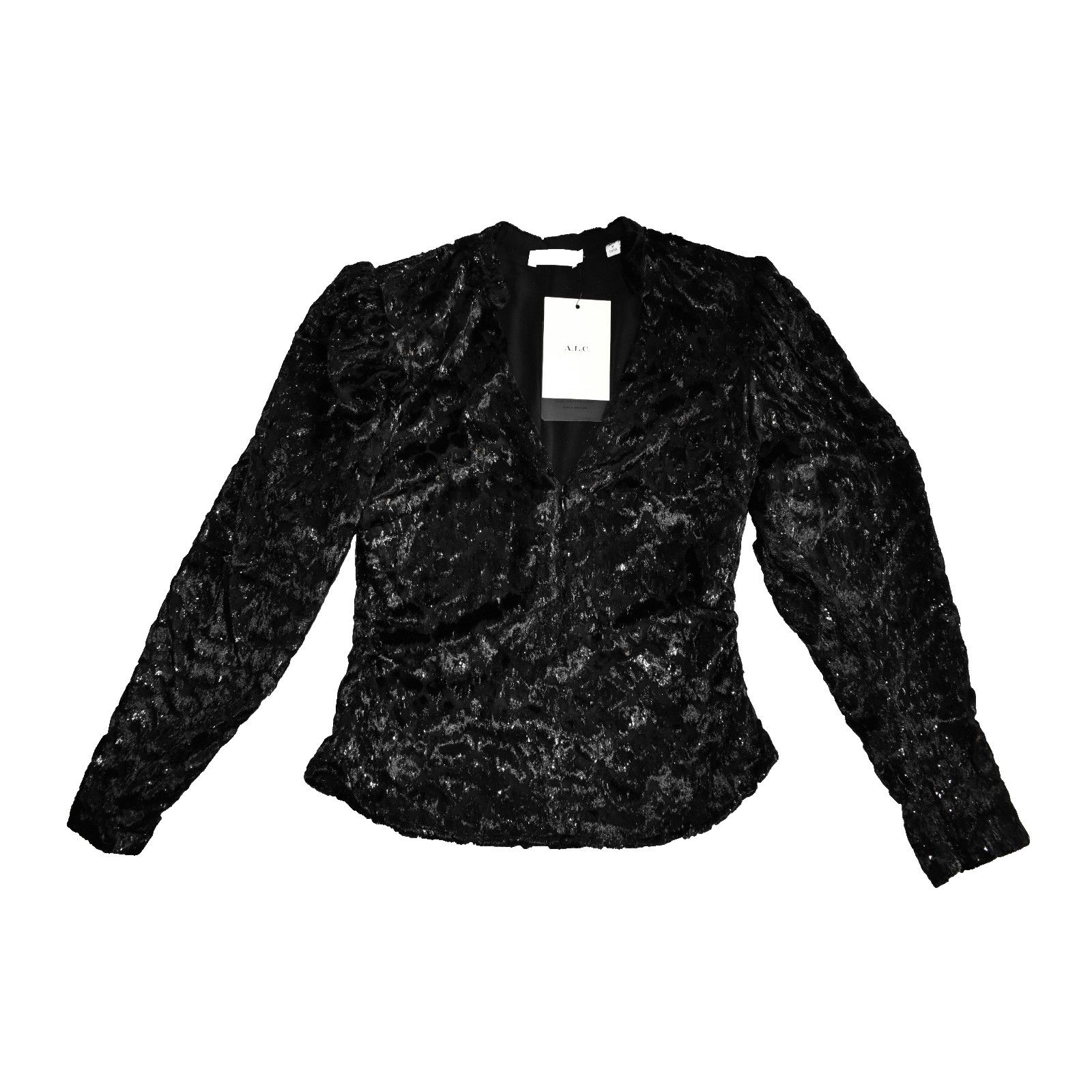 A.L.C. NWT A.L.C. Velvet V Neck Zip Long Sleeve Canyon Top 0 $450 Size XS / US 0-2 / IT 36-38 - 4 Thumbnail