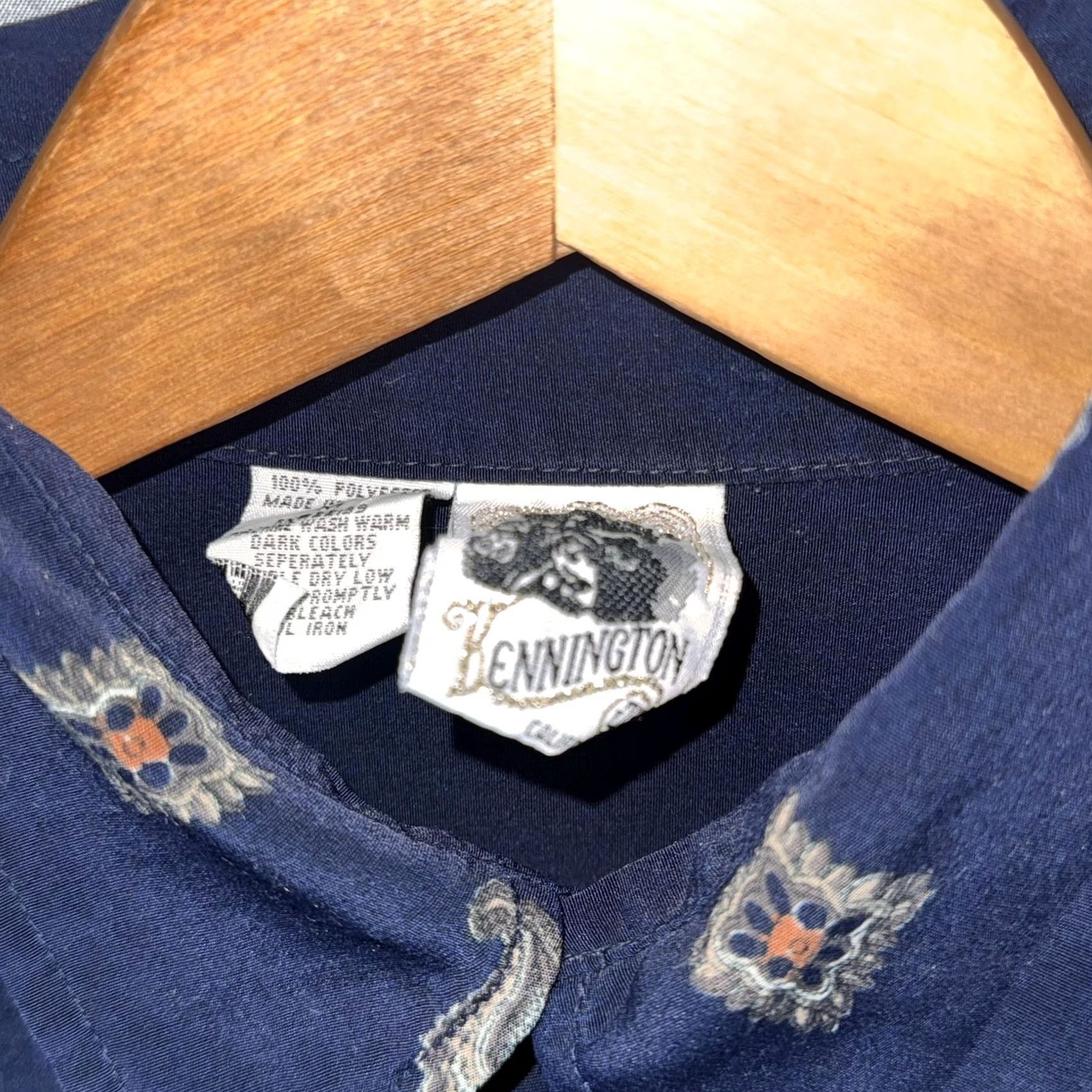Vintage Kennington Shirt Mens M Navy Blue Short Sleeve Button-Down Paisley Print with Pockets Size US M / EU 48-50 / 2 - 4 Thumbnail