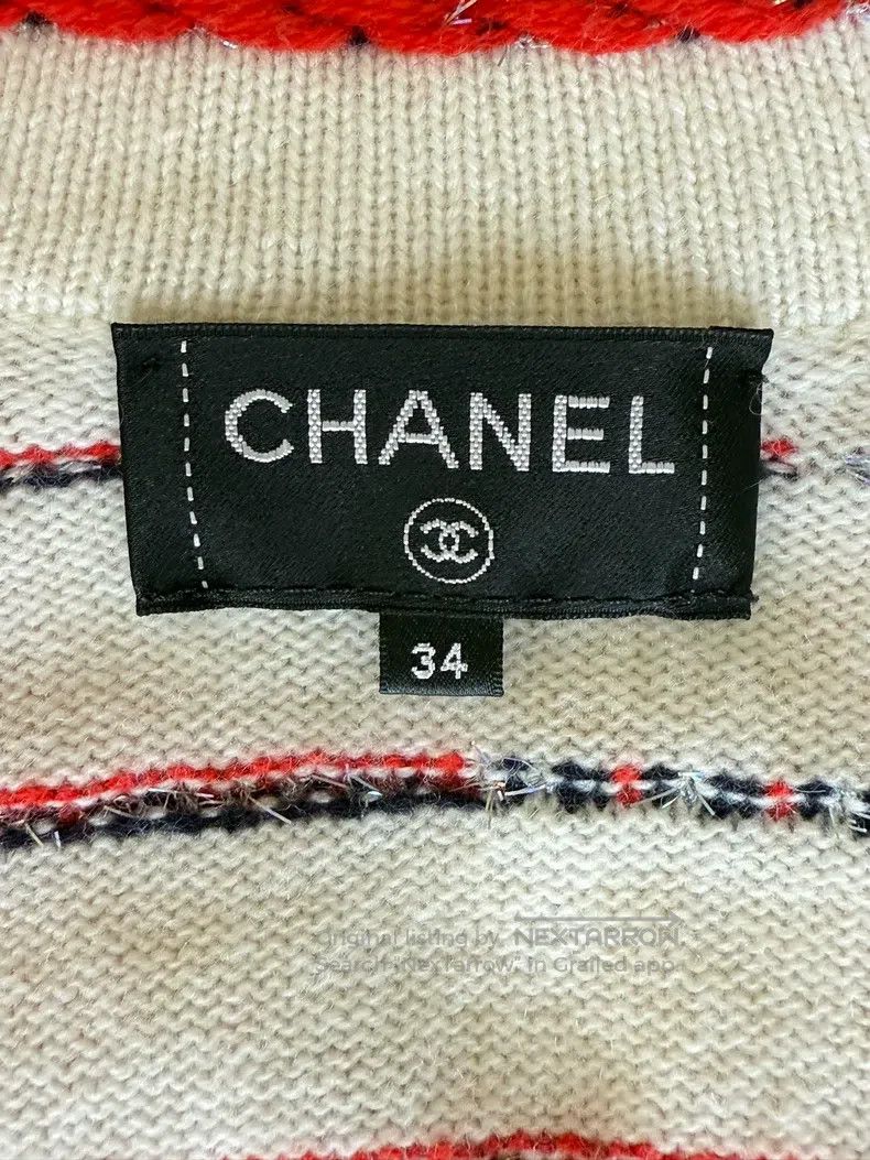 Chanel Chanel Classic red and white striped knitted jacket Size XXS / US 00 / IT 34 - 5 Thumbnail