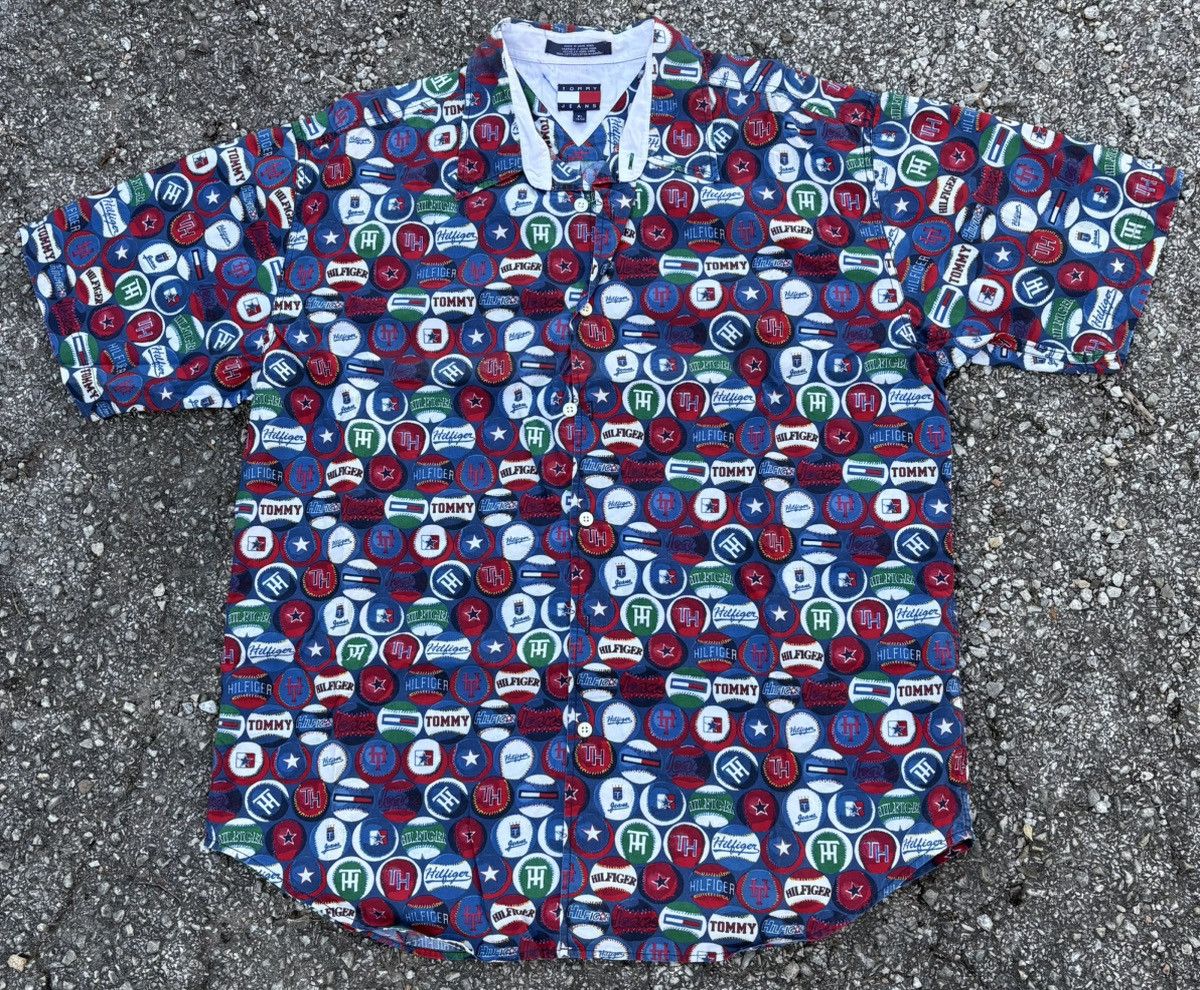 Other Vintage 90s Tommy Hilfiger Jeans AOP Baseball Button Up Size US XL / EU 56 / 4 - 1 Thumbnail