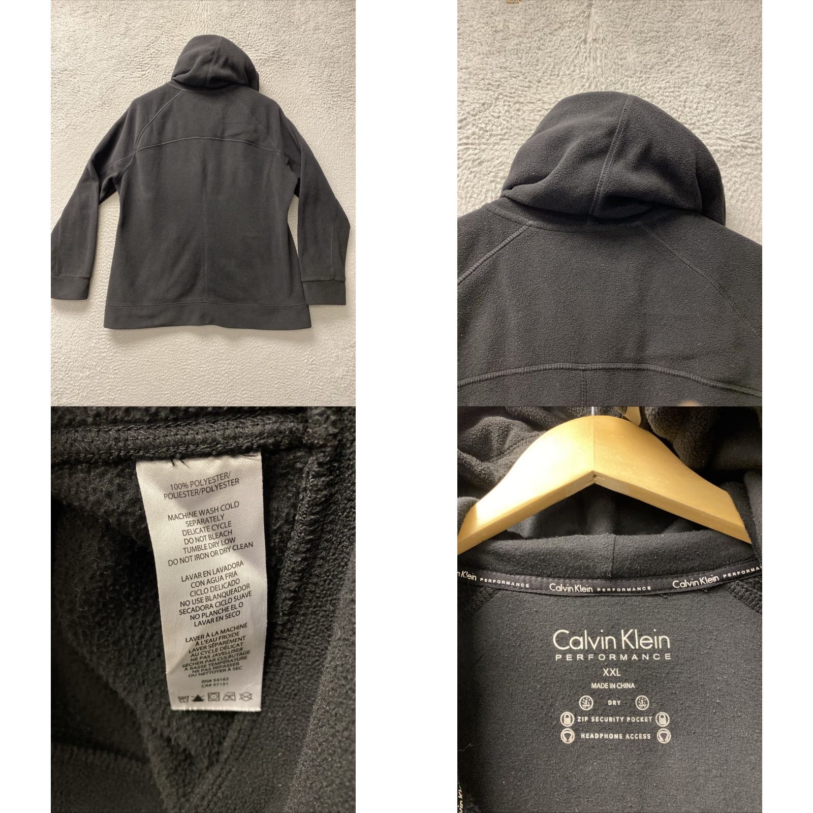 Calvin Klein Calvin Klein Fleece Jacket Hoodie Women XL Black Full Zip with Logo Pockets Activewear Size XL / US 12-14 / IT 48-50 - 8 Thumbnail
