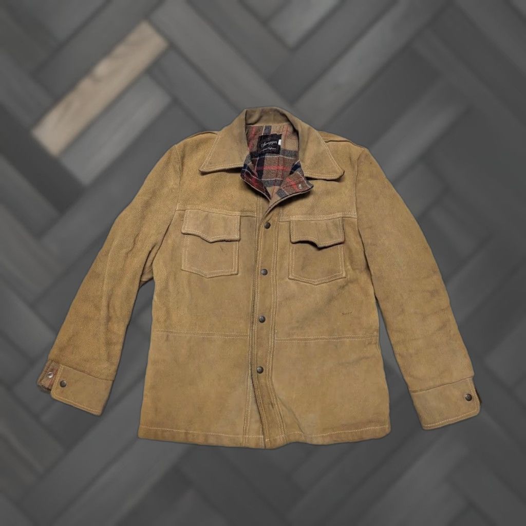 Vintage VINTAGE Swagger Trucker Jacket Shirt Mens M Split-Suede Cowhide Leather Western Brown 40-42 1970s Size US M / EU 48-50 / 2 - 1 Thumbnail