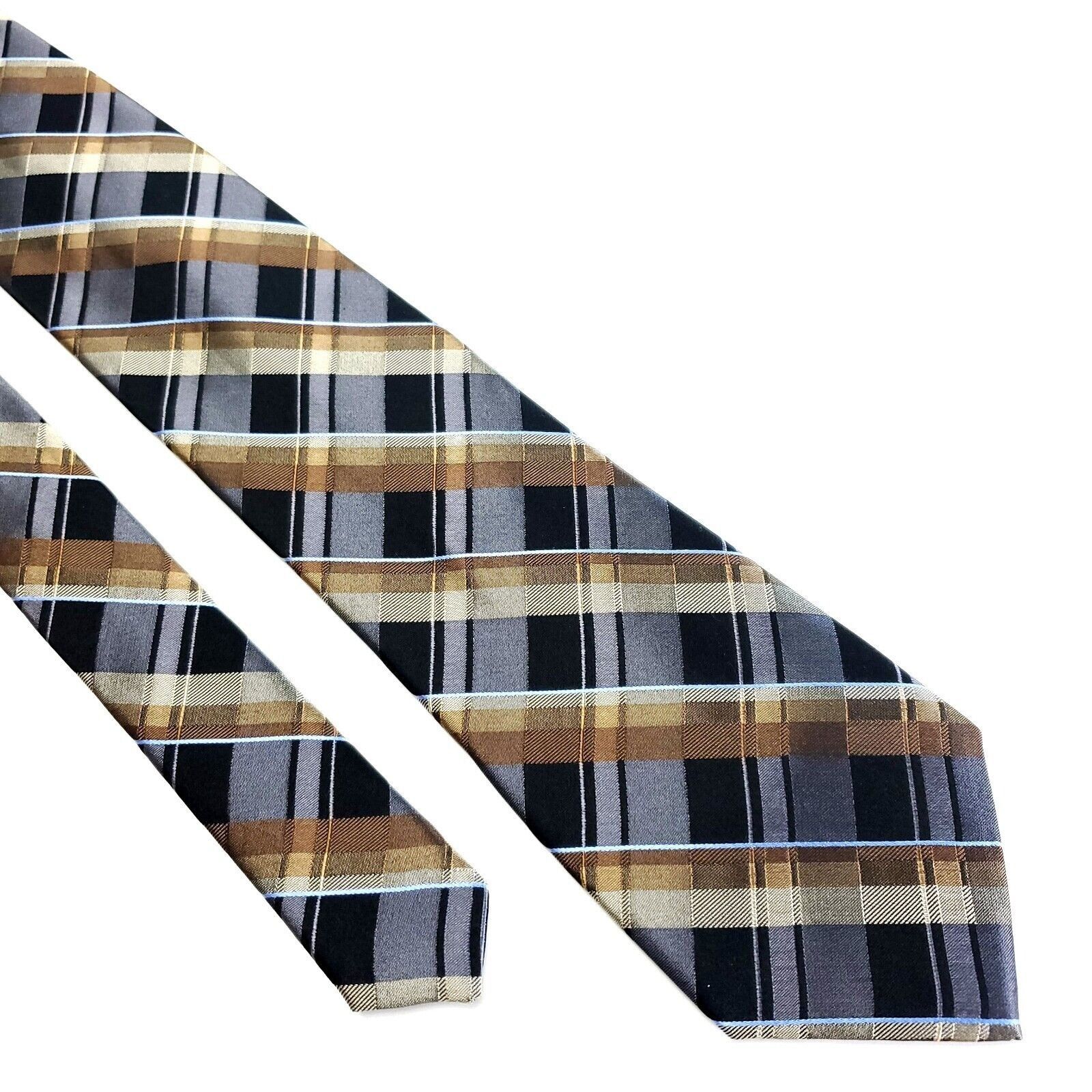 Arrow Arrow Silk Tie Woven Gray Brown Plaid Size ONE SIZE - 1 Thumbnail