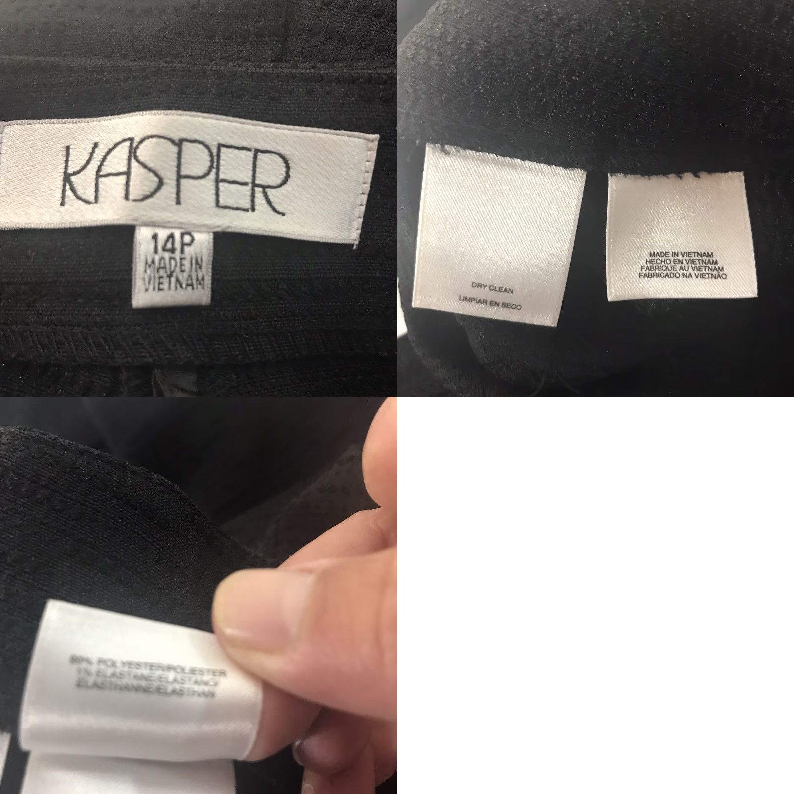 Kasper Kasper Black Textured Dress Pants Womens Size 14P Vietnam Size 36" / US 14 / IT 50 - 8 Thumbnail