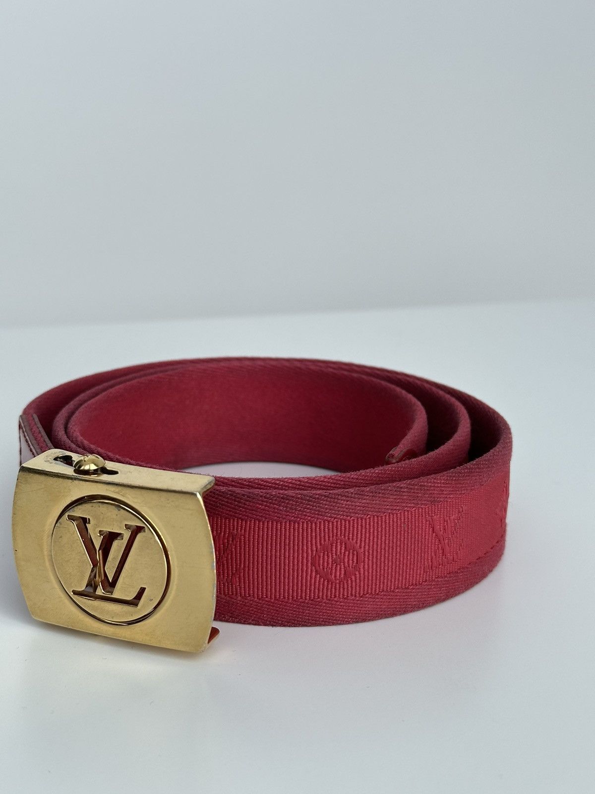 Louis Vuitton Louis Vuitton Red Monogram Canvas Cut Out belt M9734 Size 30 - 7 Thumbnail