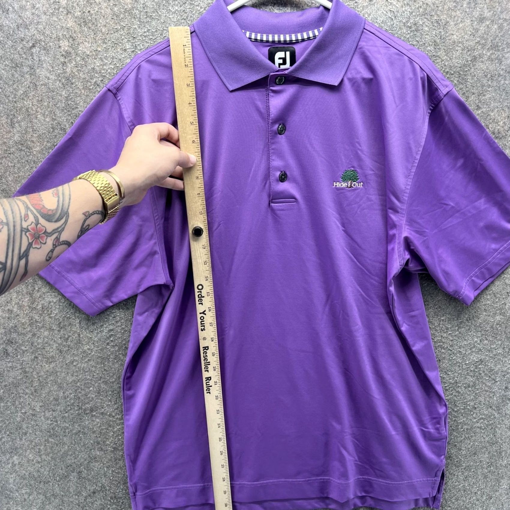 Footjoy FootJoy Polo Shirt Mens XL Purple Short Sleeve Golf Performance Stretch Size US XL / EU 56 / 4 - 3 Thumbnail