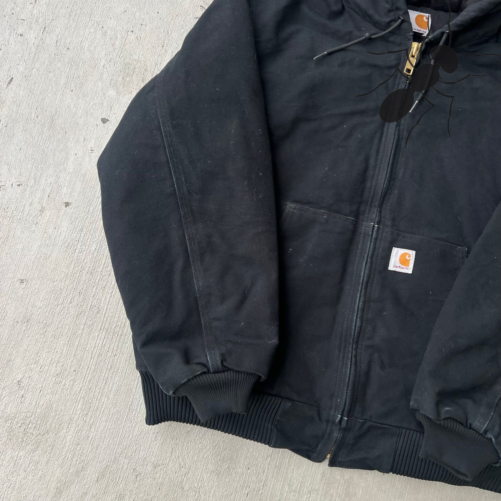 Carhartt × Vintage Carhartt J140 BLK black hooded work wear jacket Size US L / EU 52-54 / 3 - 2 Thumbnail