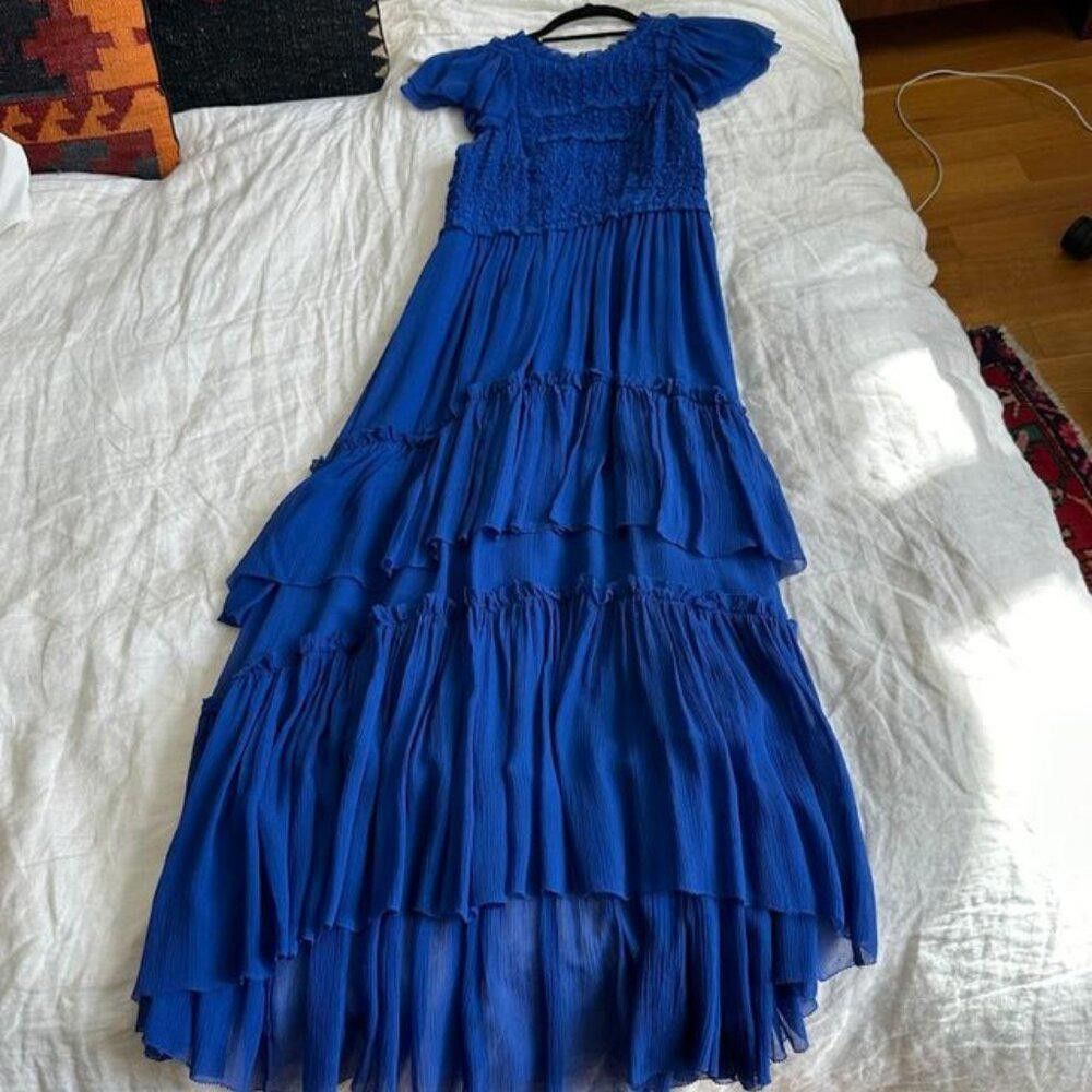 Designer Ulla Johnson Blue Chiffon Dress Size M / US 6-8 / IT 42-44 - 1 Thumbnail