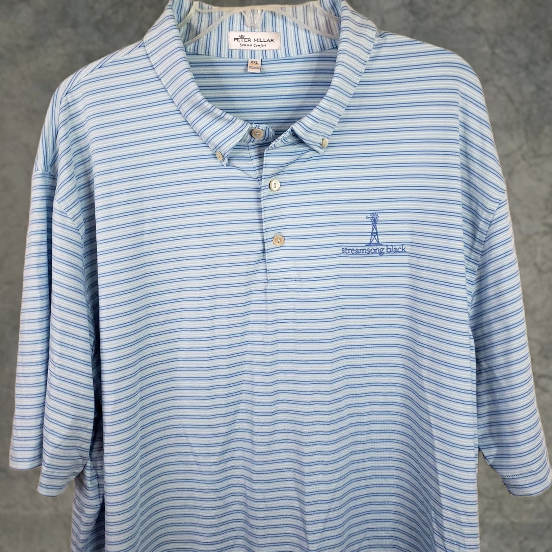 Peter Millar Peter Millar Polo Shirt Mens 2XL Blue Striped Lightweight Short Sleeve Collared Golf Summer Comfort Shirt Men Size US XXL / EU 58 / 5 - 1 Thumbnail