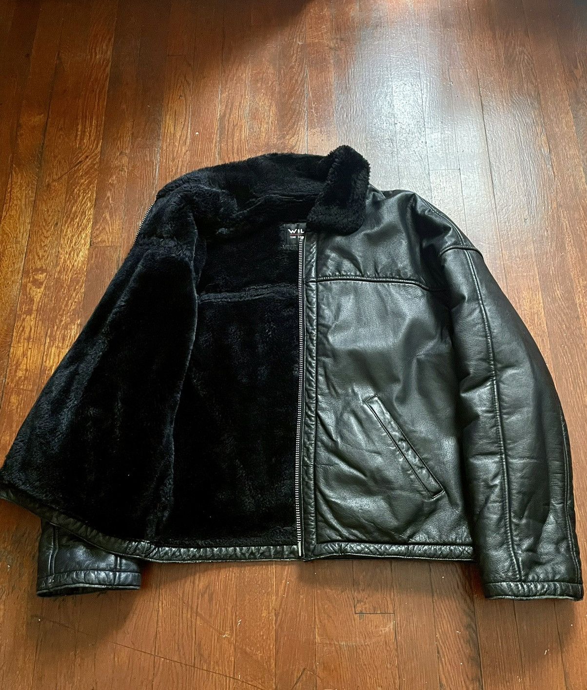 Wilsons Leather Vintage Black Leather Bomber Jacket (S) Size US S / EU 44-46 / 1 - 2 Thumbnail