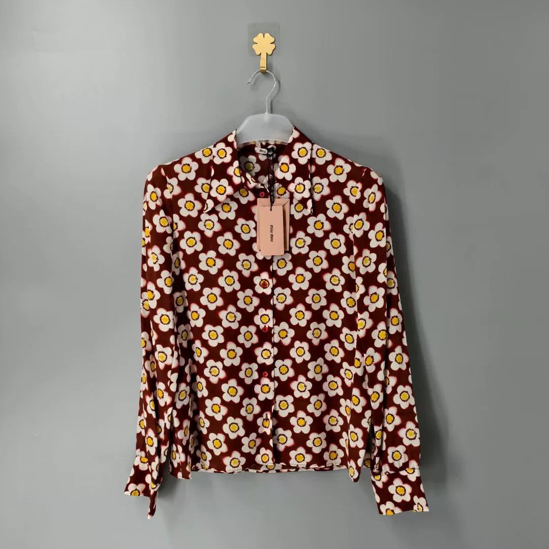 Miu Miu Miu Miu Sunflower Long-Sleeve Shirt Size S / US 4 / IT 40 - 1 Thumbnail