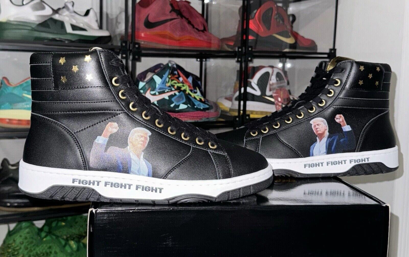 Designer TRUMP SNEAKERS Numbered 1015/5000 FIGHT Black Sneakers Sz 11 Size US 11 / EU 44 - 1 Thumbnail