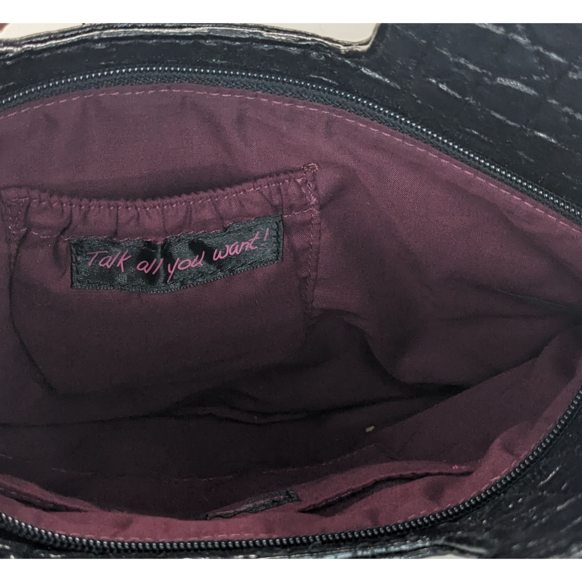 Other Vintage 90s Gothic Quilted Black Tote Bag With Cutout Handle Size ONE SIZE - 6 Thumbnail