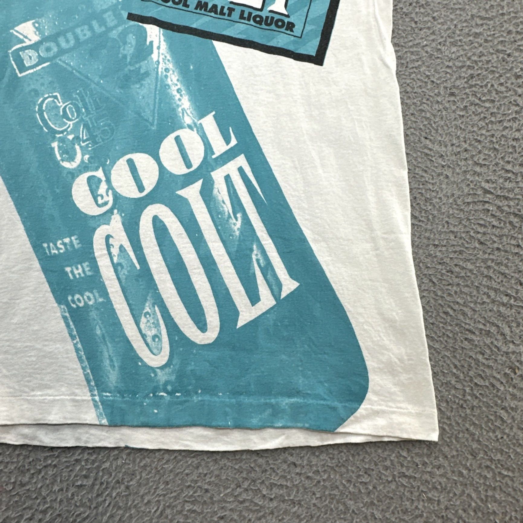 Fruit Of The Loom VINTAGE 90s Cool Colt 45 Malt Liquor AOP Single Stitch Size Large Taste The Cool T-Shirt Mens White 90s Vintage Size US L / EU 52-54 / 3 - 6 Thumbnail