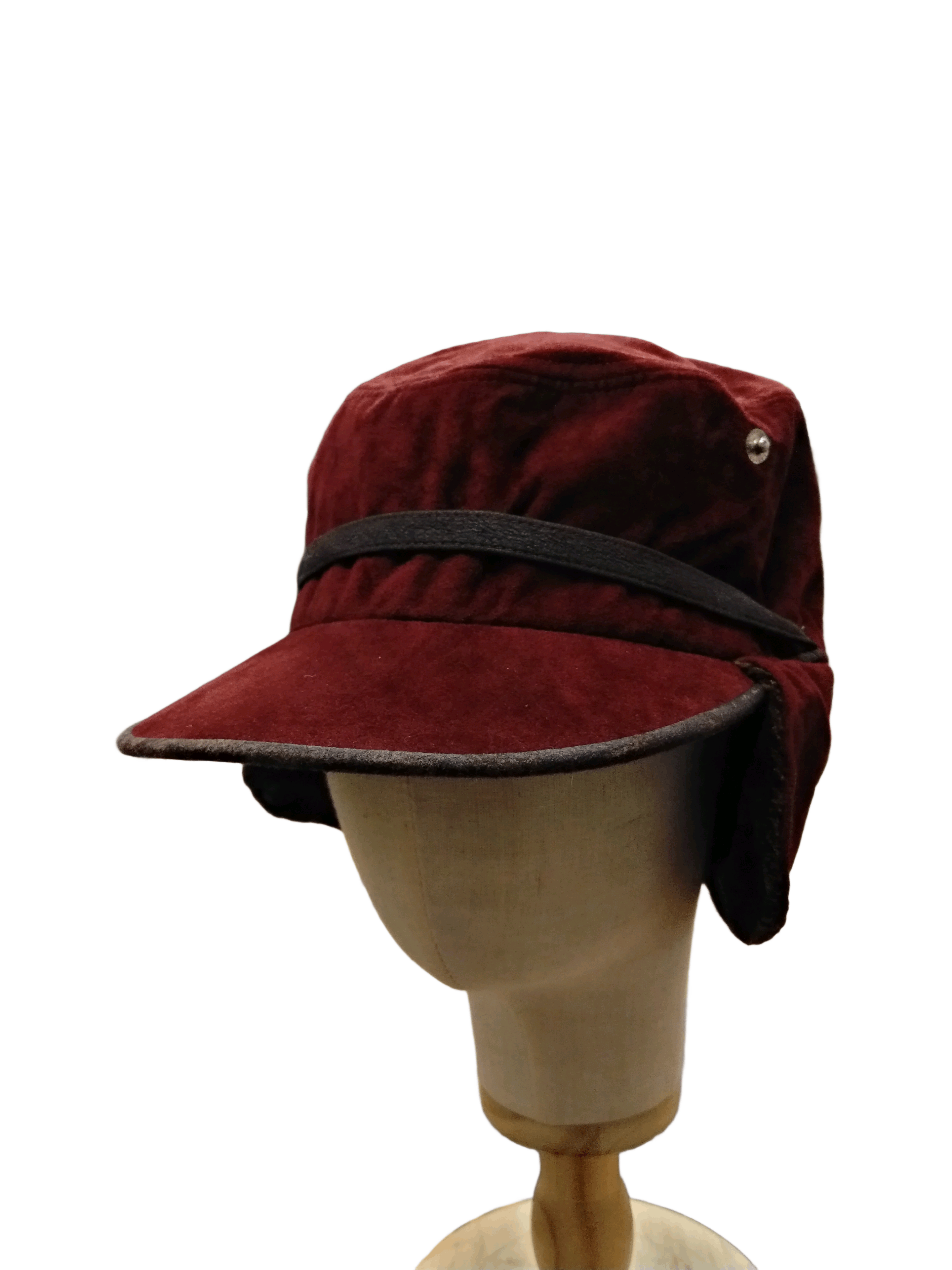 Japanese Brand Elegant burgundy velvet trapper hat with foldable earflaps Size ONE SIZE - 1 Thumbnail