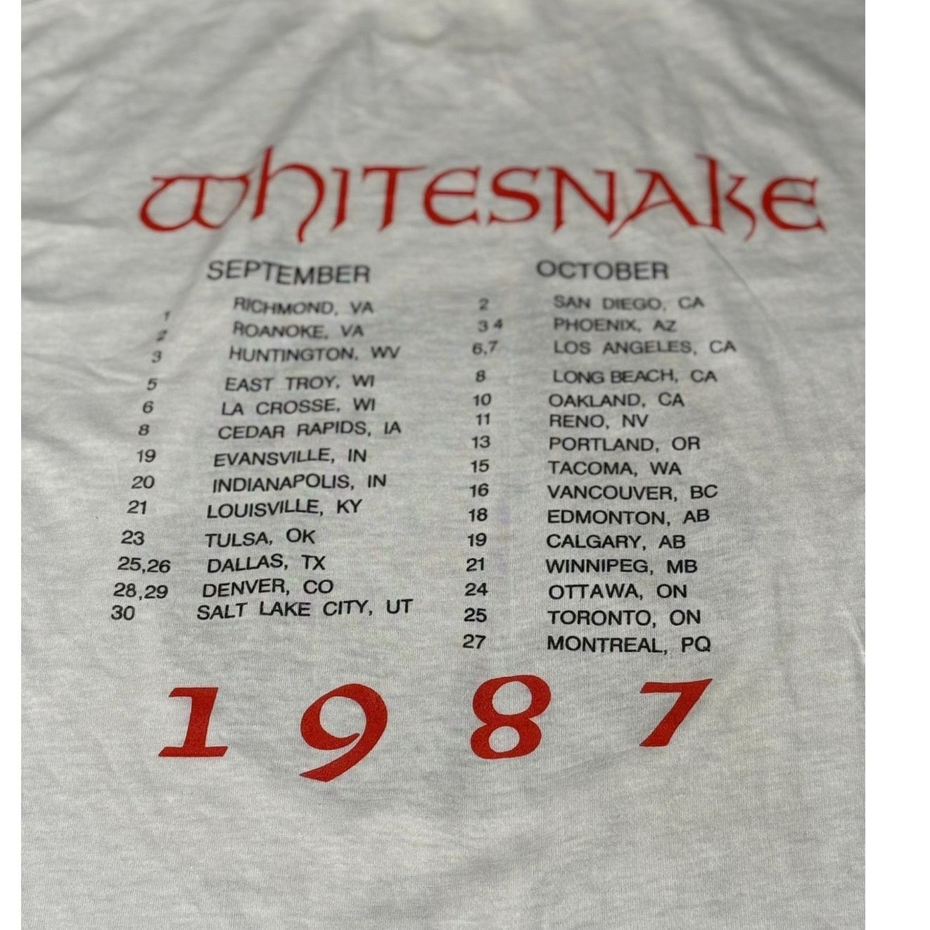 Other Vintage 1987 Whitesnake Tour T-Shirt XL Handtex USA 80s Size US XL / EU 56 / 4 - 4 Thumbnail