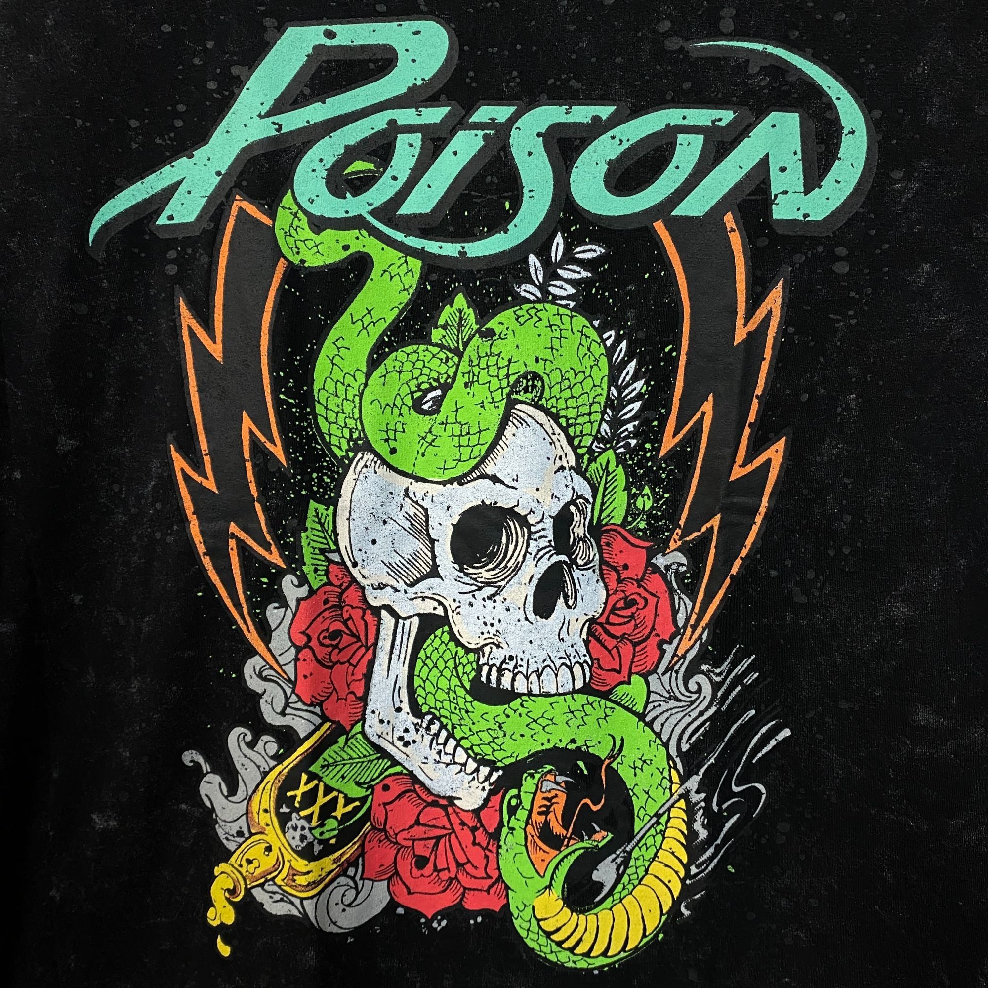 Band Tees Poison Snakes and Skulls Mineral Wash Rock Band T-Shirt XL Size US XL / EU 56 / 4 - 2 Thumbnail