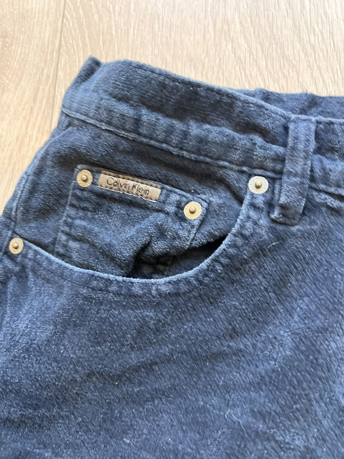 Calvin Klein × Vintage Vintage Calvin Klein 90s Crushed Velvet Pants 34 x 34 1997 Size US 34 / EU 50 - 6 Thumbnail