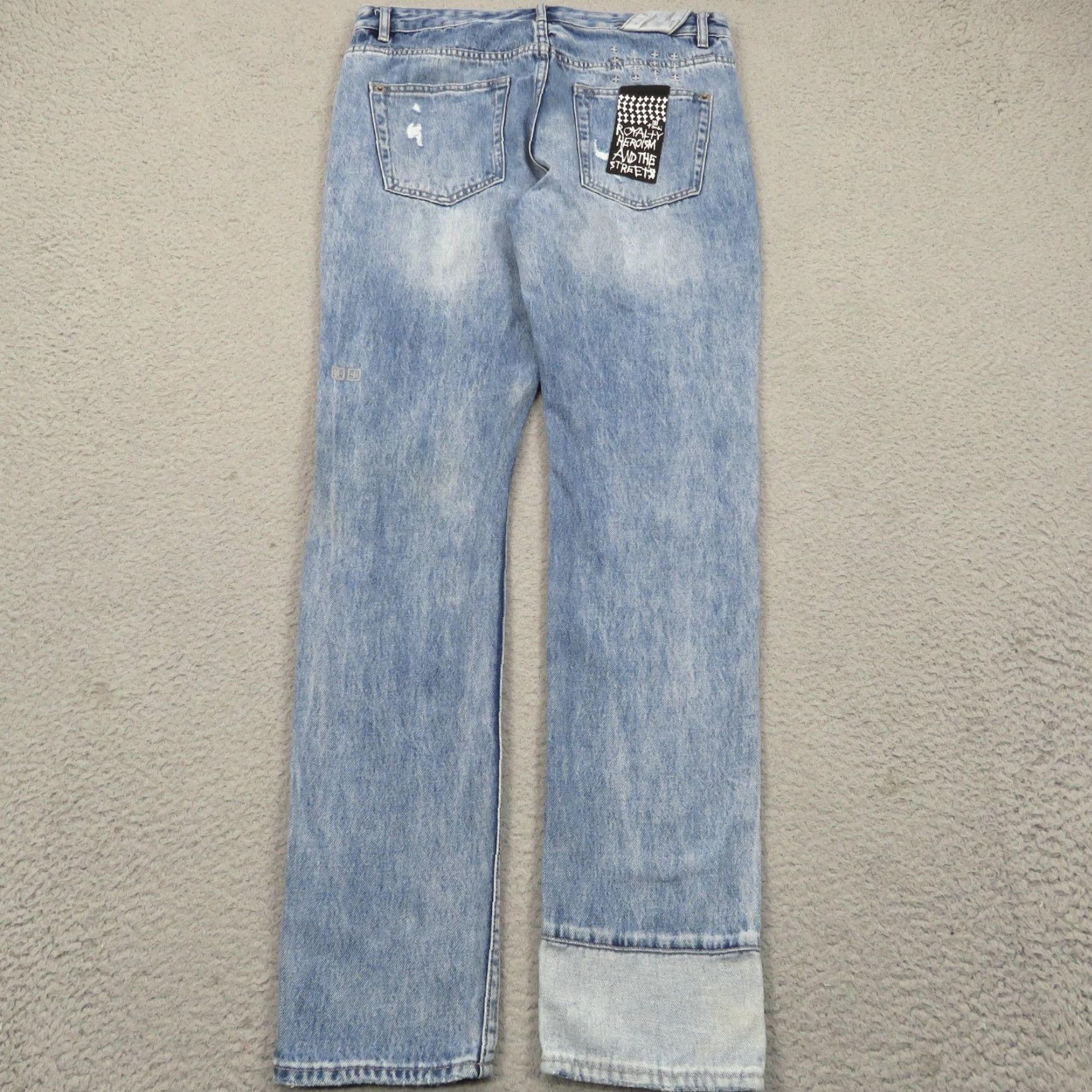 Ksubi Ksubi Jeans 33x34 Chitch Retrograde Thrashed Denim Patchwork Grunge Designer Men Jeans Slim 33 Blue Distressed 5-Pocket Mens Size US 33 - 2 Thumbnail