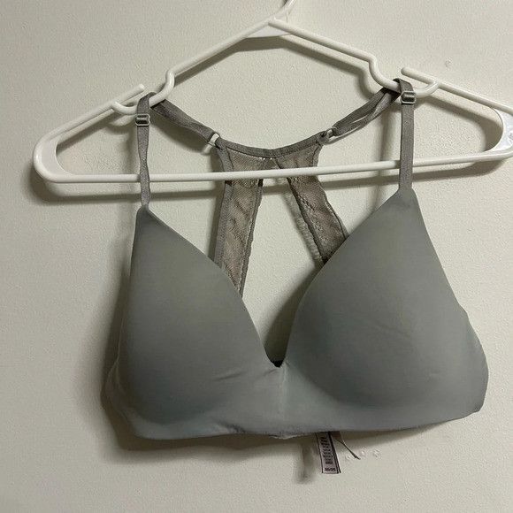 Victoria's Secret Victoria Secret Grey Criss Cross Lace Bra Size ONE SIZE - 1 Thumbnail