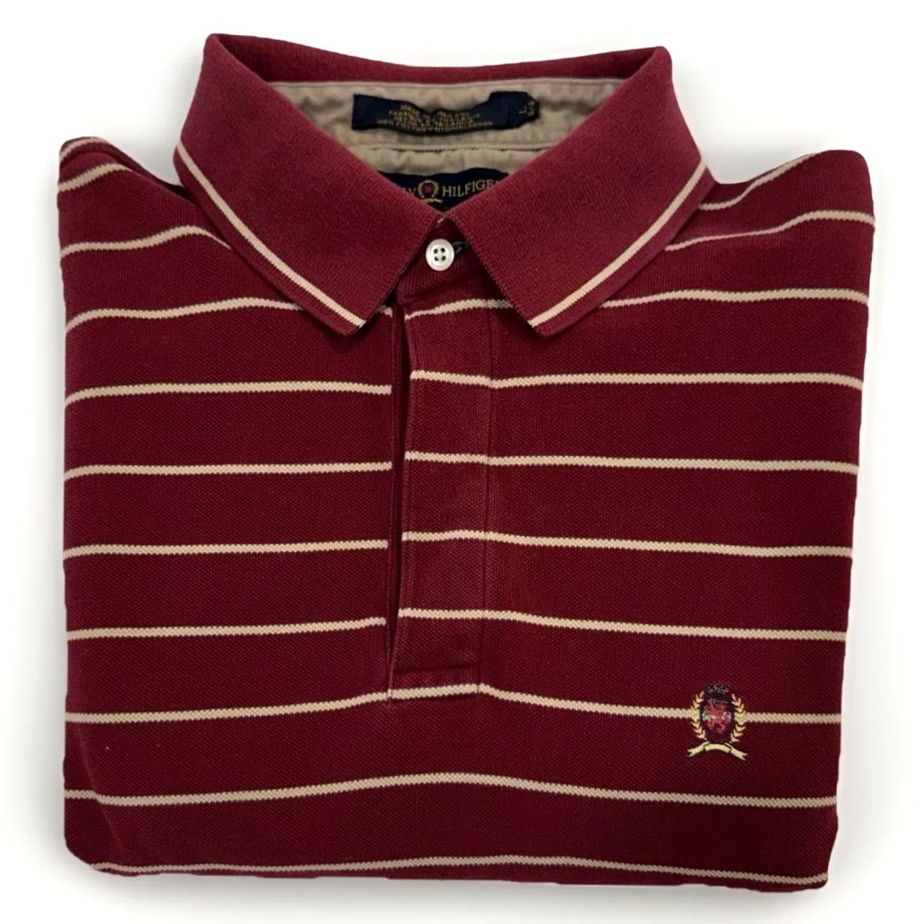 Tommy Hilfiger VINTAGE Tommy Hilfiger Rugby Shirt Men L Striped 90s Polo Long Sleeve Red Logo Embroidered Casual Shirt Size US L / EU 52-54 / 3 - 2 Thumbnail