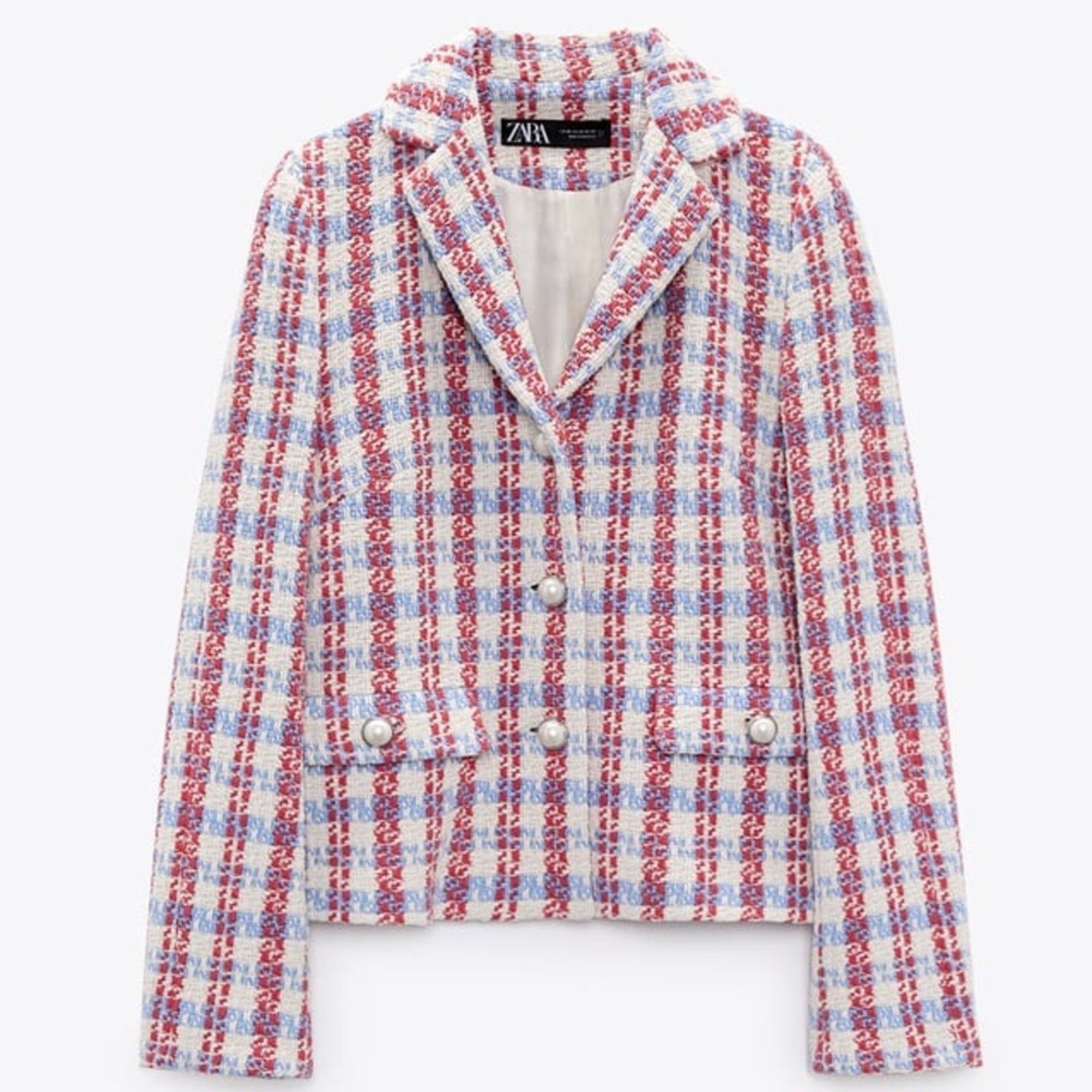 Zara ZARA PEARL BUTTON TEXTURED JACKET MULTICOLORED Size XS / US 0-2 / IT 36-38 - 10 Thumbnail