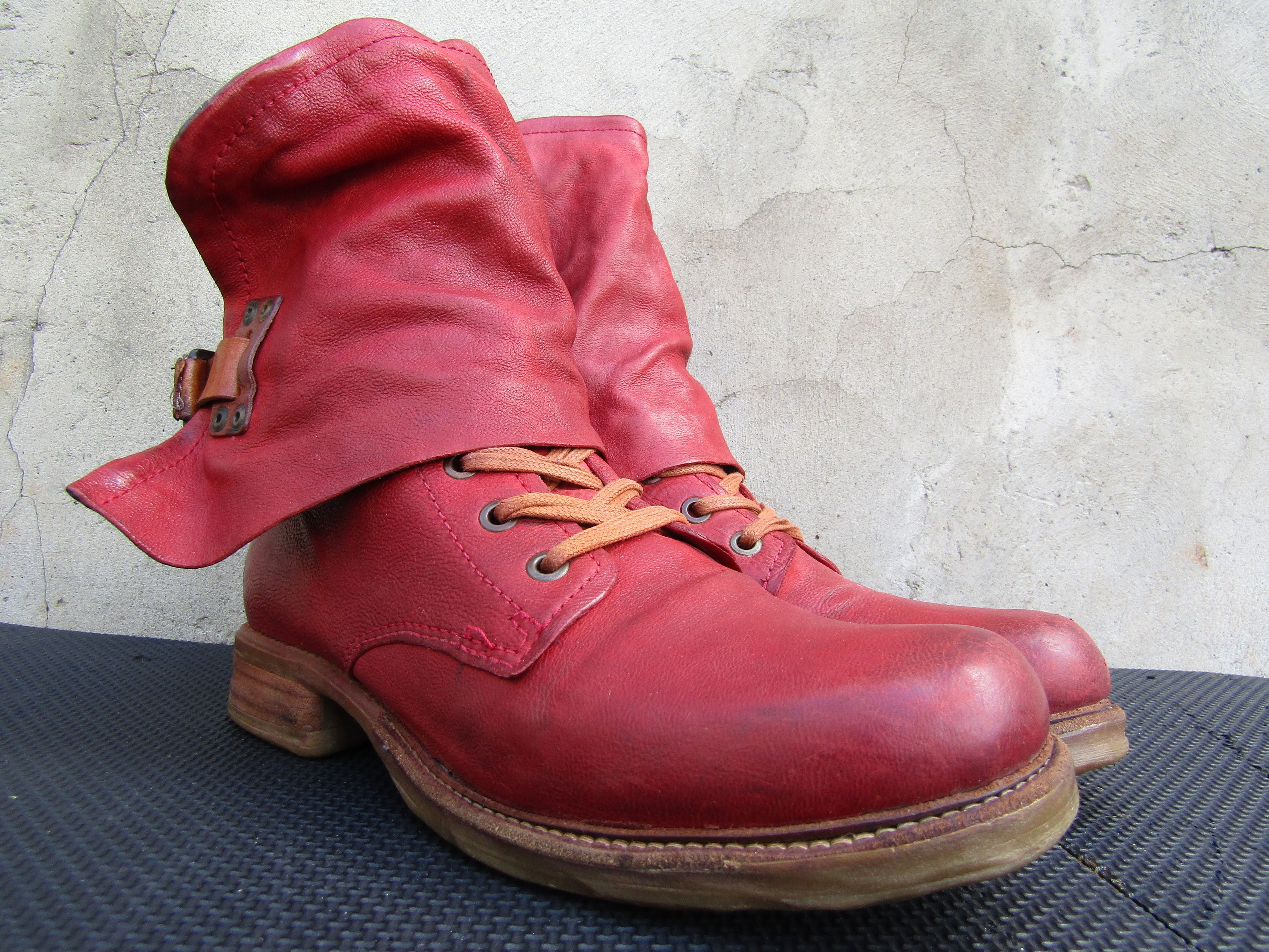 A.S.98 Airstep A.S.98 Buckle Zip Red Booties Lace Leather Size US 8 / IT 38 - 4 Thumbnail